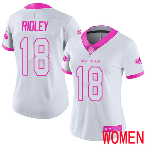 Atlanta Falcons Limited White Pink Women Calvin Ridley Jersey NFL Football #18 Rush Fashion->atlanta falcons->NFL Jersey